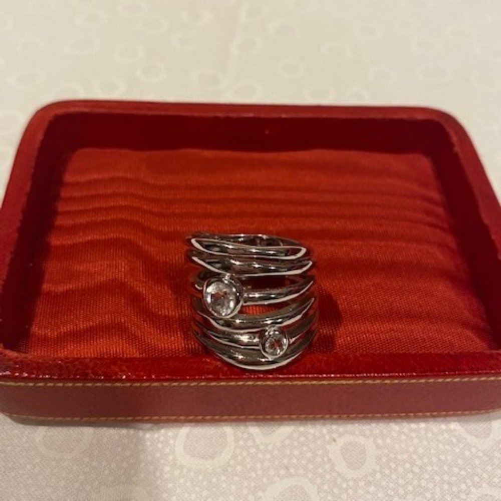 Vtg 925 Sx Silver Stackable Rhinestone Ring - image 3